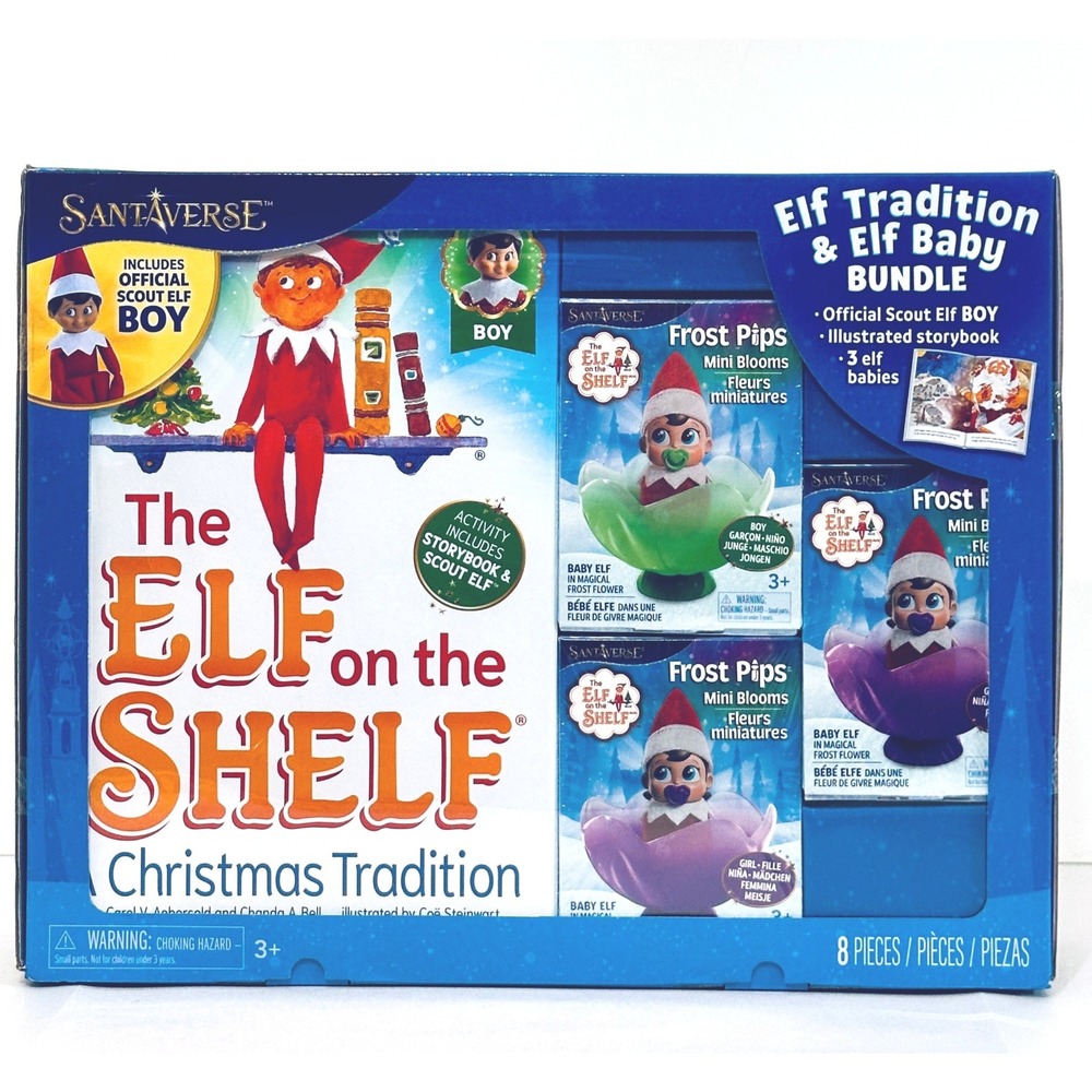SantaVerse Elf Tradition Elf Baby Bundle Scout Elf Boy Storybook 3 Frost‎ Pips